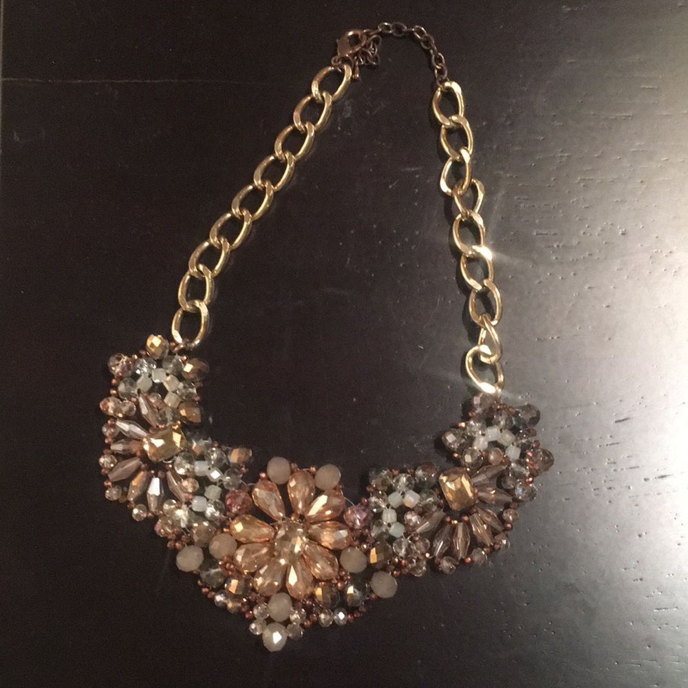 Neutral Embellished Statement Necklace